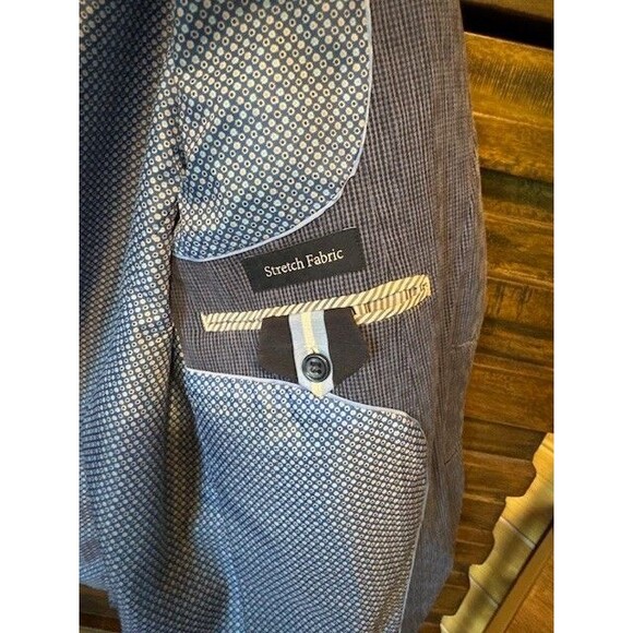 Tailorbyrd Mens Blazer Sport Coat Blue‎ Stripe Stretch Seersucker Elbow 38S - Picture 8 of 16